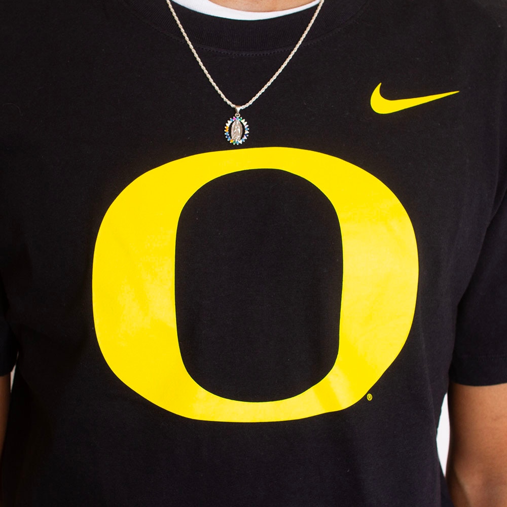 Classic Oregon O, Nike, Black, Crew Neck, Cotton, Men, Unisex, 155gsm, Jersey-style fabric, T-Shirt, 839786